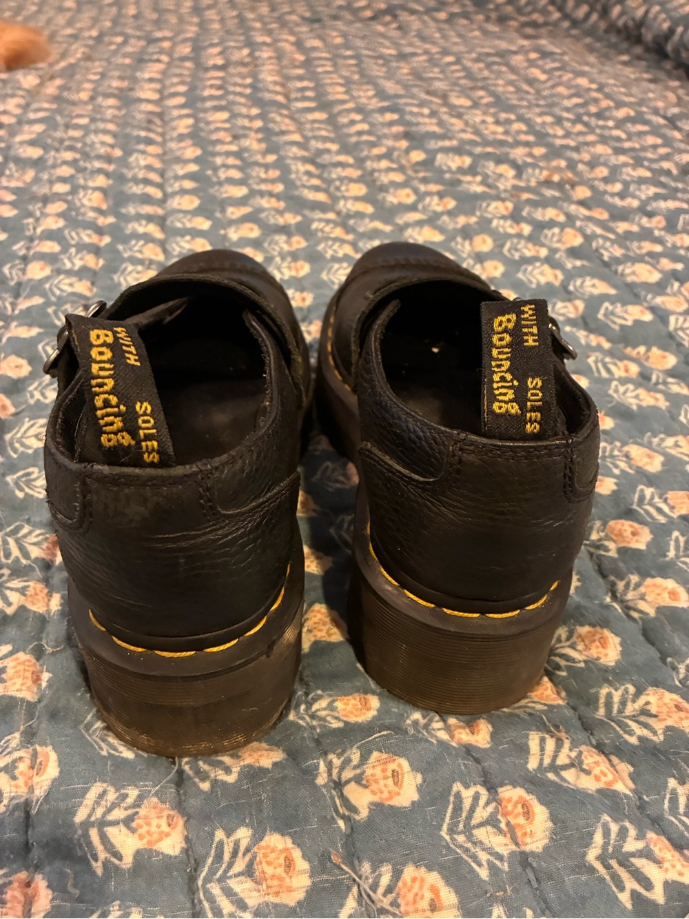 DR. MARTENS Black Leather Platform Mary Jane with Flower Buckle sz8/39 - Picture 8 of 9